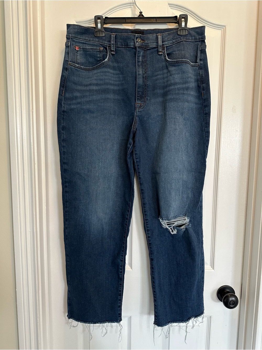 Hudson Dark Blue Distressed Women’s Jeans- Size 12. 30 in inseam. Stretchy.